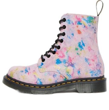 (WMNS) Dr. Martens 1460 Pascal Rainbow Suede Lace Up Boots 'Pink'