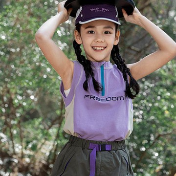 babybody - 涼感吸濕快乾半開襟運動背心-紫色