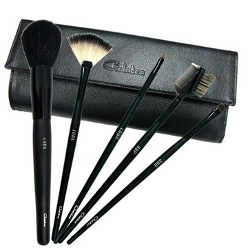 GALATEA葛拉蒂 夜豔彩妝5支刷具組(送皮套/刷具/化妝刷/眼影刷/腮紅刷/遮瑕刷/蜜粉刷)