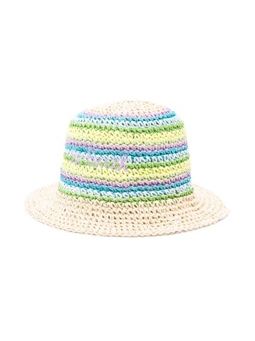 MC2 Saint Barth Kids - logo-embroidered striped hat - kids - Paper - 58 cm - Neutrals