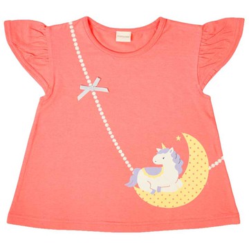 akachan honpo - 短袖T恤-印花-桃色