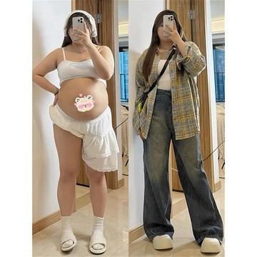 【🍇精選】S-5XL 大尺碼牛仔褲 100公斤 美式拚接闊腿複古直筒牛仔褲 梨形身材 高腰寬褲 胖mm 顯瘦拖地寬鬆褲