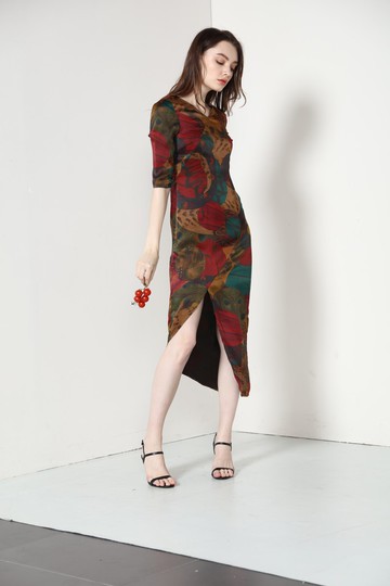 pin/品祥云紗2019新款香云紗女士連衣裙 孔雀花