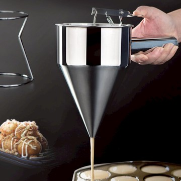 章魚小丸子制作器實用工具不銹鋼漏斗器具廚具錐形連架漏斗家庭