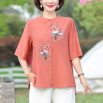 【韓國K.W.】KN2874現貨輕薄天絲亞麻刺繡高工藝涼感上衣(造型上衣/T恤/背心/針織)