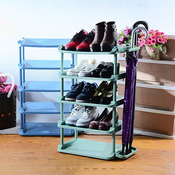 【將將好收納】愛你加寬五層組合鞋架-附傘架