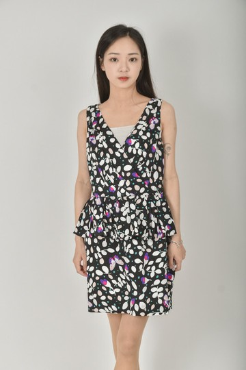 jessica red花卉v領黑色洋裝