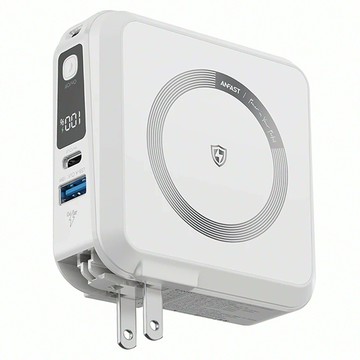 ANFAST 閃極 幻界 極磁多功能行動電源 10000mAh容量 20W雙孔輸出 自帶線設計 支持12N磁吸無線充電  AF-P10MS  白色