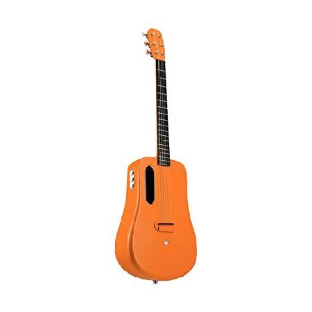 LAVA ME Carbon Fiber Guitar with Effects 36 Inch Acoustic Electric Travel Guitar with Bag Picks and Charging Cable (Freeboost-Orange)