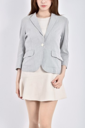 (S) net棉質長袖條紋灰色外套