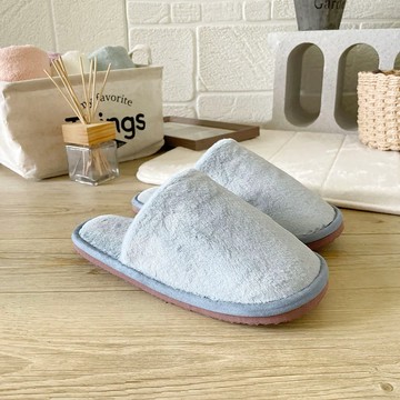 i Slippers 家居室內拖鞋 包頭毛絨  255mm  水藍  1雙  M