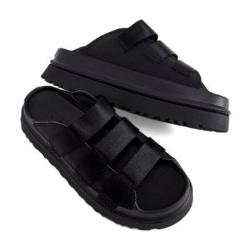 UGG GOLDENGLOW SLIDE 魔鬼氈輕量厚底拖鞋 女 黑 休閒寬帶素面涼鞋 夏季一腳蹬懶人鞋 1167430