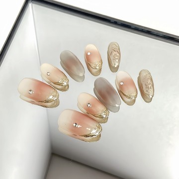 💖Hannah💖新版限定金箔輕奢短款穿戴甲爆閃美甲顯白腮紅5新高級感僊女風漸變裸粉中款2026新款上新MJ11