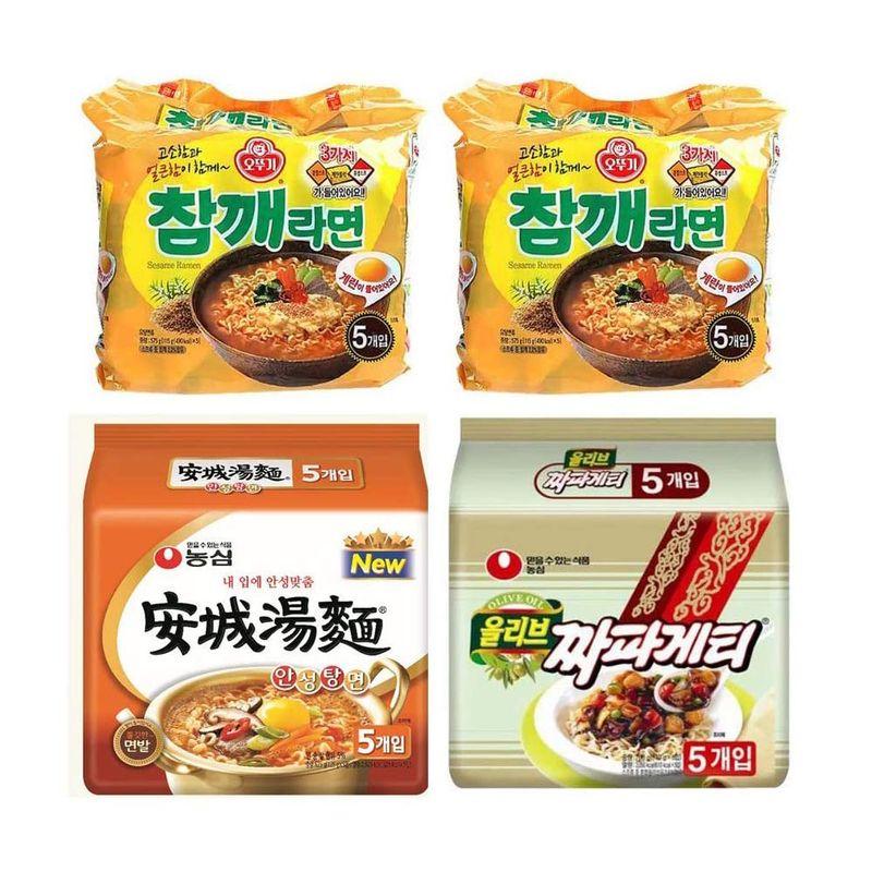 ごまラーメン 2パック（115g×10袋入り）  安城湯麺（アンソンタンメン）1パック（125g×5袋入り） チャパゲティラーメン 1パック