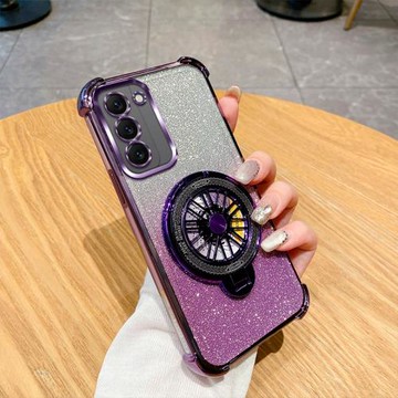 三星S21手機殼新款時尚閃粉適用GalaxyS21FE高級感解壓旋轉陀螺磁吸支架全包創意S21Ultra超薄氣囊防摔保護套