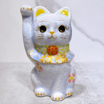 【花藤喜貓】日本清水燒招財貓 | 花結晶 藤 招福