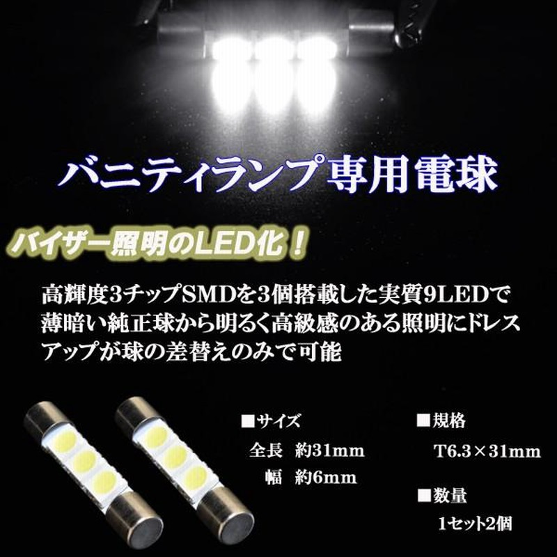 LED ルームランプ T10×31mm 300LM 2個
