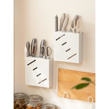 壁掛式刀具收納盒放刀架櫥柜內放刀架多功能免打孔墻上鐵藝置物架