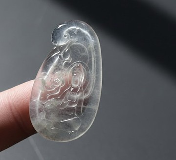 玻璃種翡翠精雕觀自在音菩薩 | 天然緬甸玉A貨翡翠 | 送禮