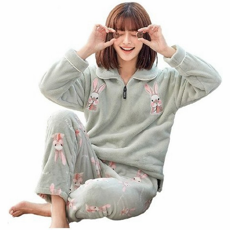 パジャマ レディース ルームウェア 秋冬 もこもこ うさぎ柄 厚手 裏起毛 かわいい おしゃれ 長袖 部屋着 保温 発熱 肌に優しい 暖かい 便利服 通販 Lineポイント最大0 5 Get Lineショッピング