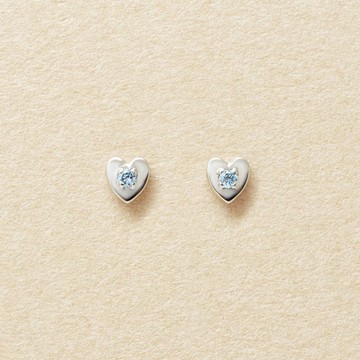 【Second Earrings】 鉑金冰藍鑽石心型耳環