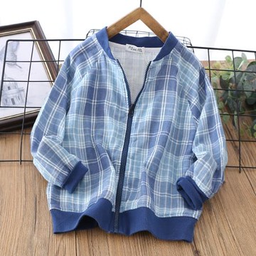 日系男童外套純棉防曬衣服春秋夏季2024新款兒童中大童輕薄款開衫