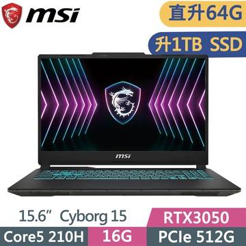 MSI Cyborg 15 A2RUDX-2288TW (Core 5 210H/32G+32G/1TB SSD/RTX3050/15.6/W11)特仕
