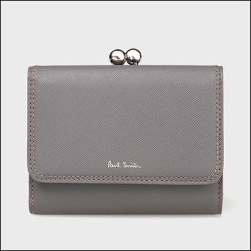 ポールスミス クロスグレイン 口金折財布 ライトグレー Paul Smith