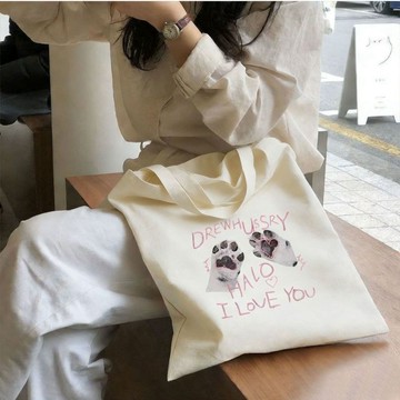 少女風愛心爪帆布包百搭小清新手提包文藝簡約復古便攜學生袋書包