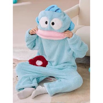 小丑魚兒童連體睡衣男孩女童秋冬季加厚珊瑚絨可愛搞怪親子家居服