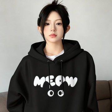 黑貓長袖連帽運動上衣(預購)pn003112