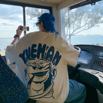 短袖T恤男夏季2024新款美式嘻哈潮牌印花寬松大碼休閑五分袖體恤