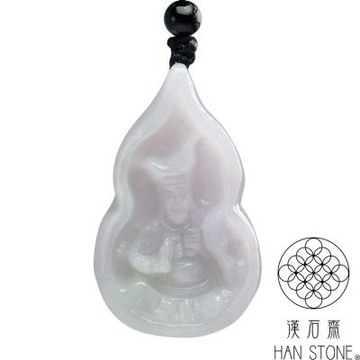 【漢石齋】天然翡翠A貨 濟公葫蘆玉佩吊墜 細糯種淺紫羅蘭(28*46*12mm)