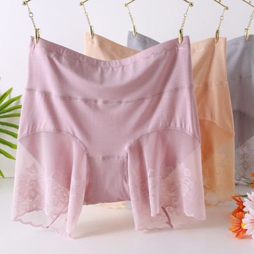 加肥大碼夏季防走光安全褲女胖mm200斤高腰蕾絲邊二合一打底褲薄