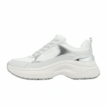 Skechers 休閒鞋 Hazel 2 女鞋 白 銀 厚底 皮革 緩震 健走鞋 177447WHT