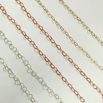 A4002【單色滿5m送1m】高保色愛心延長鏈條diy手工項鍊加長桃心手鍊配件珍珠首飾