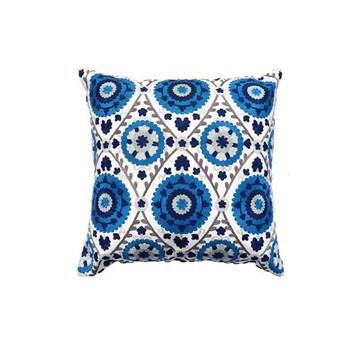Ks｜洛迪花園 刺繡靠墊 | 藍白 花寓 (50x50cm，含芯)