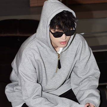 2025新款春秋季ins港風寬松半拉鏈連帽衛衣男潮牌休閒百搭外套