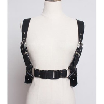 歐美暗黑風朋克機能感PU皮背帶酷少女潮皮帶肩帶組合西裝腰帶配飾