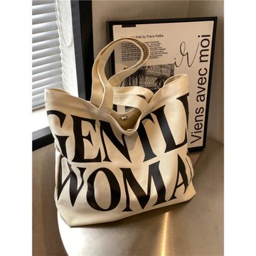 大容量字母帆布包包女2023夏季新款時尚單肩托特包外出手提購物袋