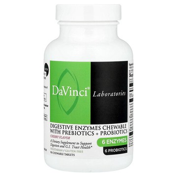 DaVinci Laboratories, 超級益生菌 ND 含消化酶咀嚼片，櫻桃味，90 片咀嚼片