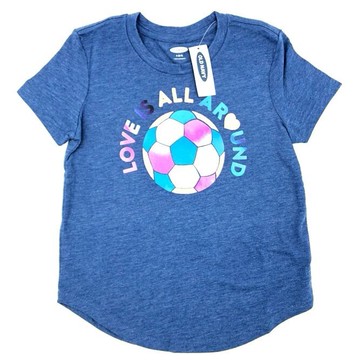 OLD NAVY 短袖T恤女童裝 足球S號 T恤 短袖 短T-Shirt 圓領上衣 O93600 藍色(現貨)▶指定Outlet商品5折起☆現貨【送禮首選★APP下單點數4倍送】