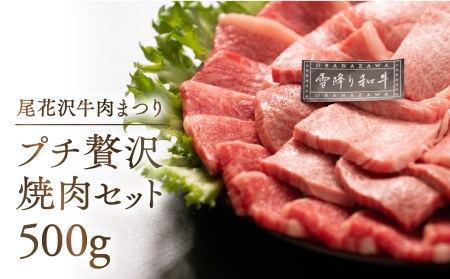 焼肉 尾花沢牛肉まつりプチ贅沢焼肉セット ロース・カタ・モモ・カルビ 500g 雪降り和牛 山形牛 黒毛和牛 バーベキュー 焼肉セット 焼き肉 295A