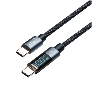 E-books XA49 鋁製 Type C to C 100W 數顯智能穩壓充電傳輸線 PD快充  200cm  1條