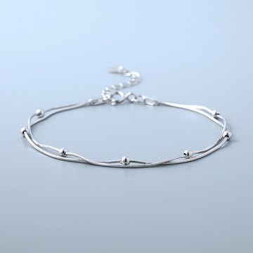 925純銀雙層好朋友手鏈女韓版簡約多層纏繞首飾多圈繞手時尚手飾