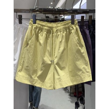 韓系2025夏薄款松緊腰闊腿短褲女外穿寬松顯瘦簡約百搭四分休閑褲