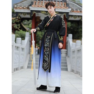 原創正版漢服男中國風仙氣武俠劍客俠客套裝學生班服秋季古裝衣服