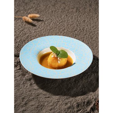 精致陶瓷草帽盤創意西餐盤酒店私房菜位上碟西餐湯盤西餐廳草帽碗