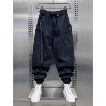 特大碼300斤束腳工裝褲男女夏季潮牌寬松直筒休閑老爹哈倫九分褲2