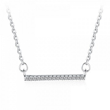 [米蘭精品] 925純銀項鍊鋯石吊墜-一字簡約百搭七夕情人節生日禮物女飾品73ze13